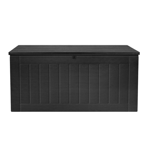 Gardeon Outdoor Storage Box 830L Container Lockable Bench Tool Shed All Black Gardeon