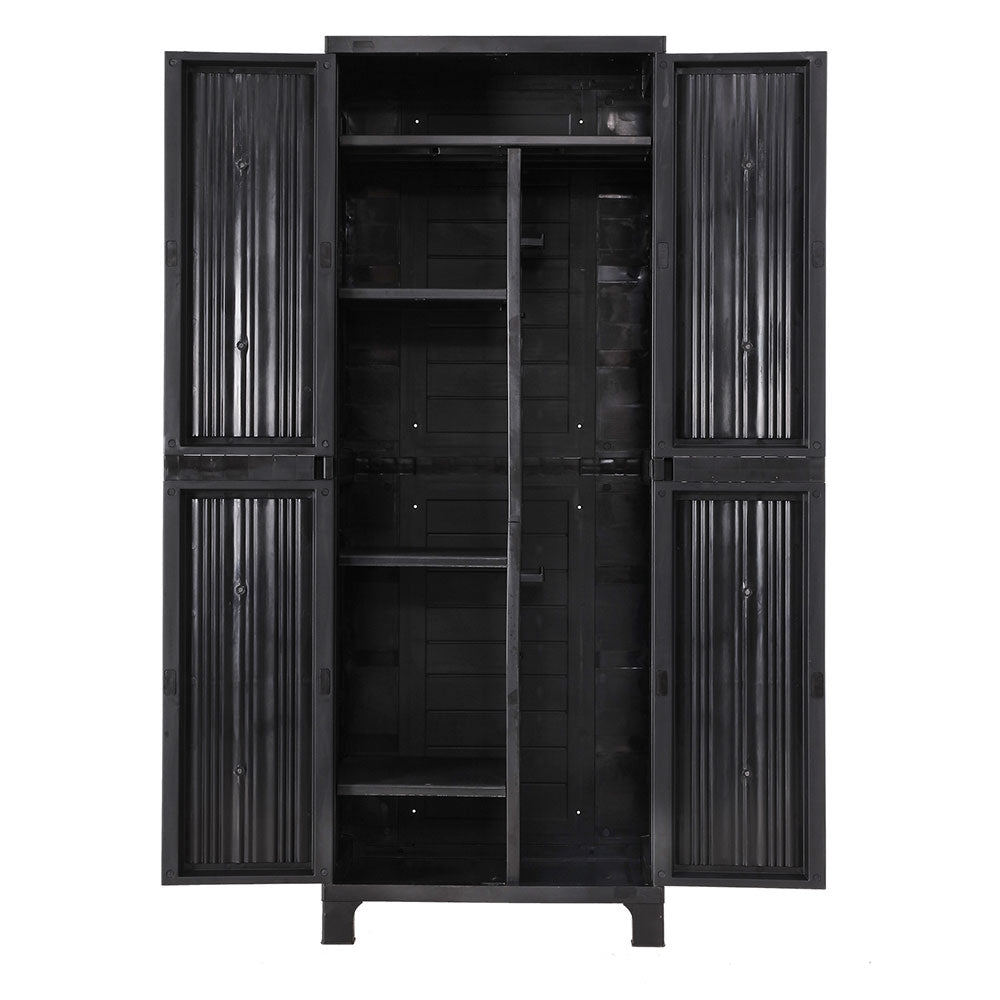 Gardeon Outdoor Storage Cabinet Lockable Tall Garden Sheds Garage Adjustable Black 173CM Gardeon