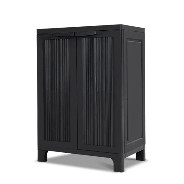 Gardeon Outdoor Storage Cabinet Cupboard Lockable Garden Sheds Adjustable Black Gardeon