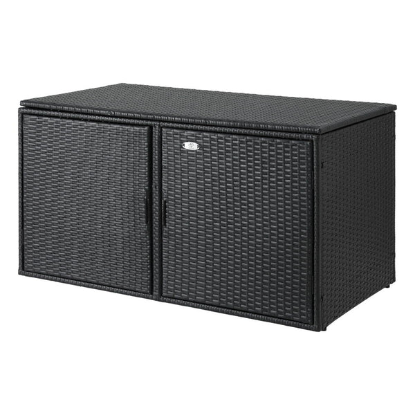 Gardeon Outdoor Storage Cabinet Box Deck Wicker Shelf Chest Garden Shed Tools Black Awezingly