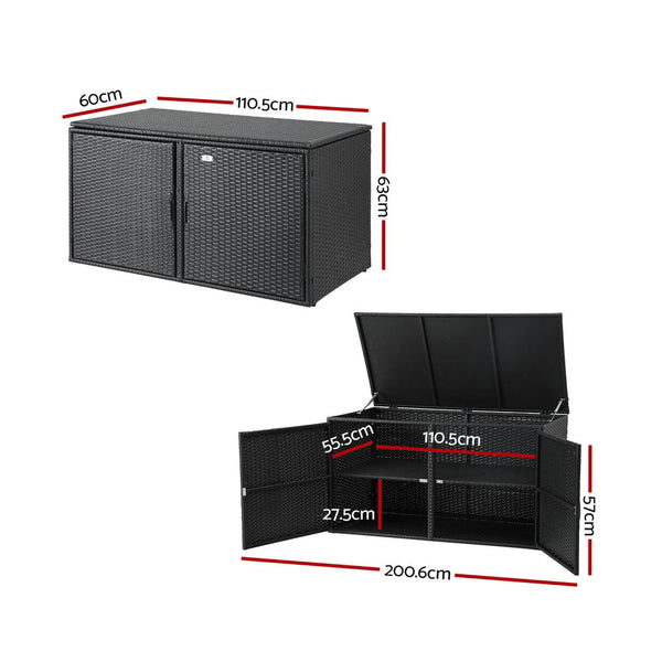 Gardeon Outdoor Storage Cabinet Box Deck Wicker Shelf Chest Garden Shed Tools Black Awezingly