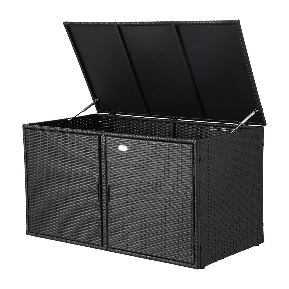 Gardeon Outdoor Storage Cabinet Box Deck Wicker Shelf Chest Garden Shed Tools Black Awezingly