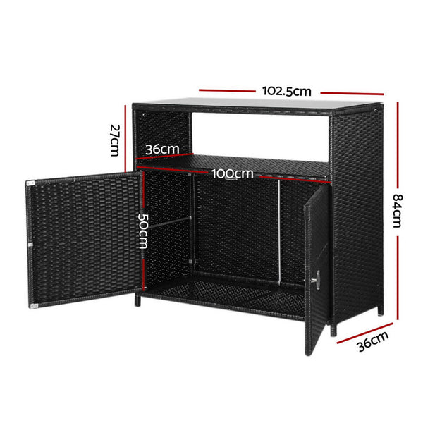 Gardeon Outdoor Storage Cabinet Box Garage Wicker Shed Tools Shelf Chest Garden Awezingly