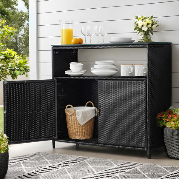Gardeon Outdoor Storage Cabinet Box Garage Wicker Shed Tools Shelf Chest Garden Awezingly