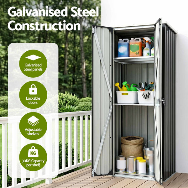Gardeon Outdoor Storage Cabinet Garden Shed Tool Lockable Cupboard Steel Adjustable Shelves Gardeon