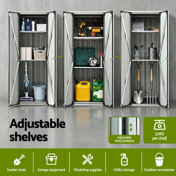 Gardeon Outdoor Storage Cabinet Garden Shed Tool Lockable Cupboard Steel Adjustable Shelves Gardeon