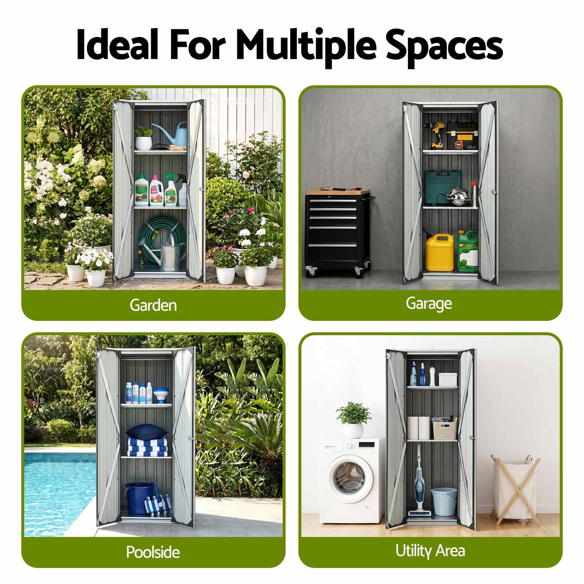 Gardeon Outdoor Storage Cabinet Garden Shed Tool Lockable Cupboard Steel Adjustable Shelves Gardeon