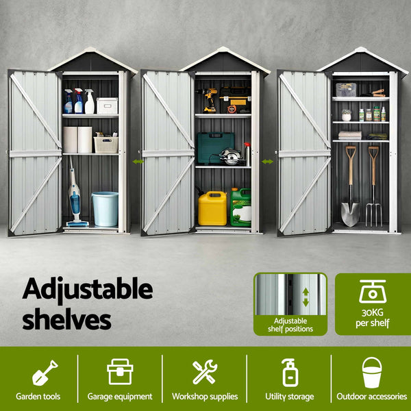 Gardeon Outdoor Storage Cabinet Garden Shed Steel Tool Lockable Cupboard Adjustable Shelves Gardeon