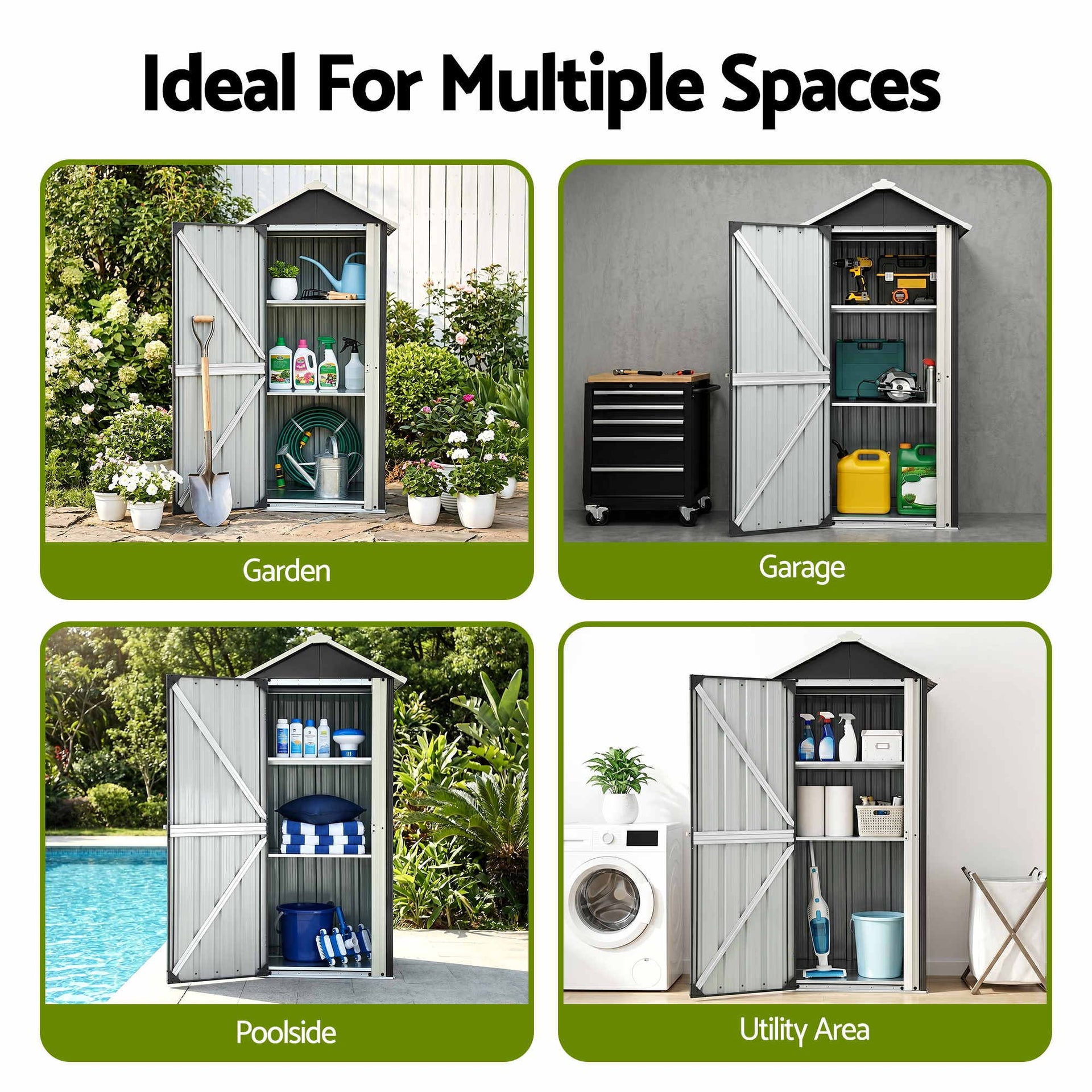 Gardeon Outdoor Storage Cabinet Garden Shed Steel Tool Lockable Cupboard Adjustable Shelves Gardeon