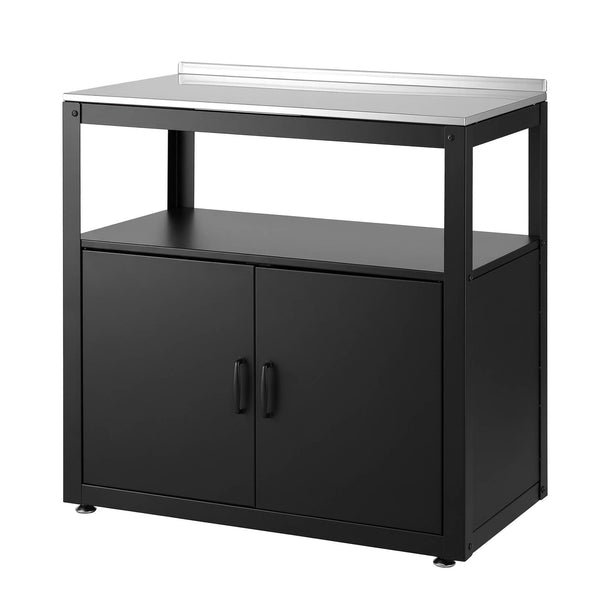Gardeon Outdoor Storage Cabinet Garden Potting Bench Stainless Steel Table Top Black Awezingly