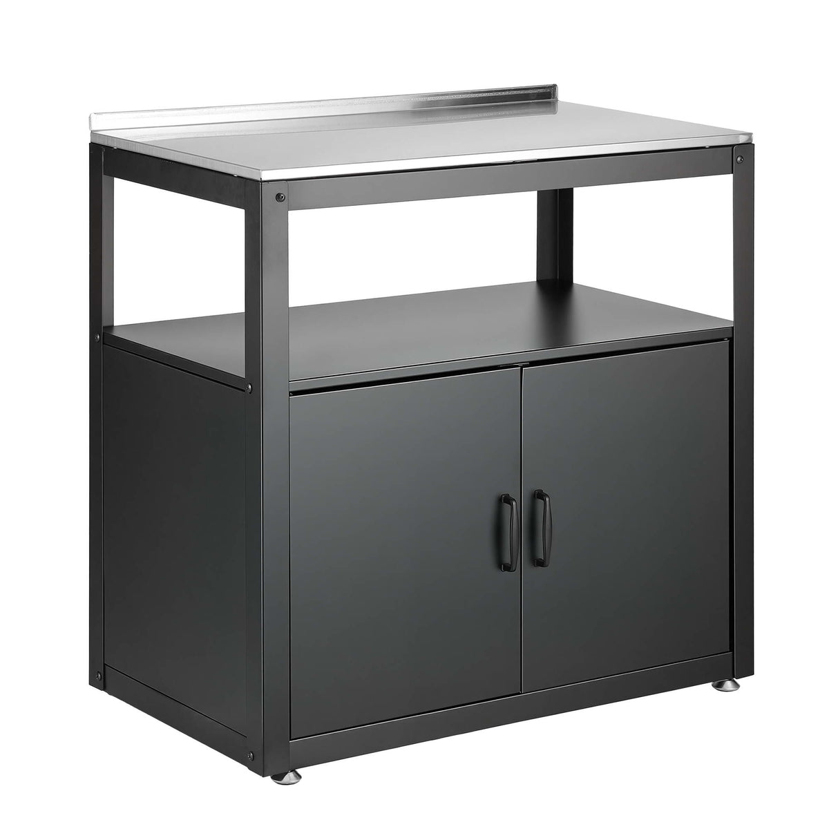 Gardeon Outdoor Storage Cabinet Garden Potting Bench Stainless Steel Table Top Black Awezingly