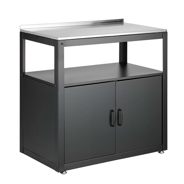 Gardeon Outdoor Storage Cabinet Garden Potting Bench Stainless Steel Table Top Black Awezingly