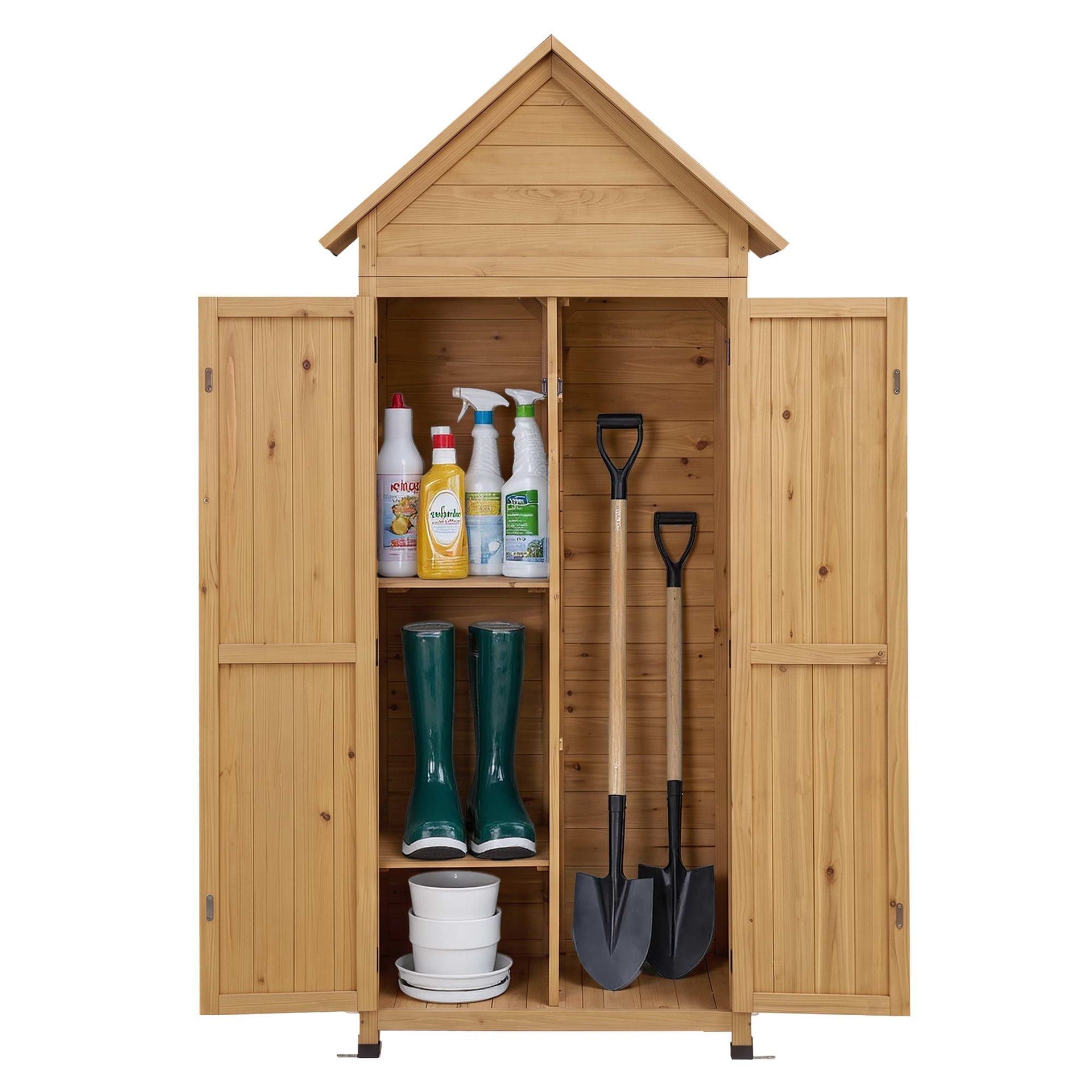 Gardeon Outdoor Storage Cabinet Cupboard Tool Organizer Shed Adjustable Natural Awezingly