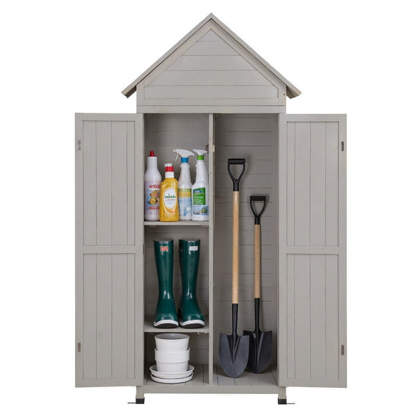 Gardeon Outdoor Storage Cabinet Cupboard Lockable Tool Organizer Shed Adjustable Grey Awezingly