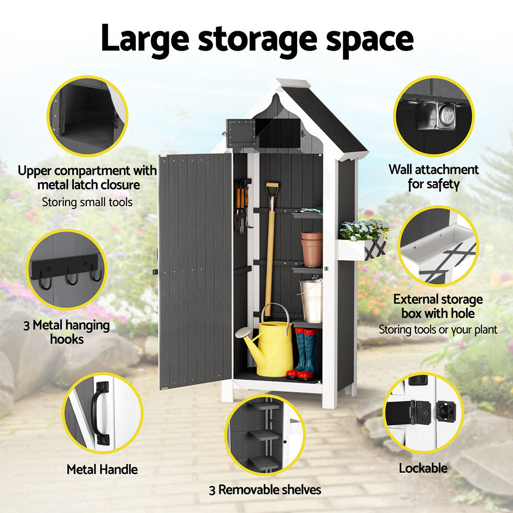 Gardeon Outdoor Storage Cabinet Shed Box Wooden Shelf Chest Garden Furniture Gardeon