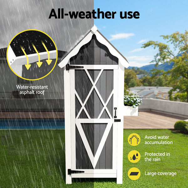 Gardeon Outdoor Storage Cabinet Shed Box Wooden Shelf Chest Garden Furniture Gardeon