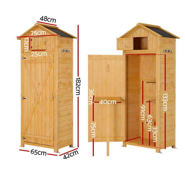 Gardeon Outdoor Storage Cabinet Cupboard Folding Table Tool Organizer Shed Adjustable Awezingly