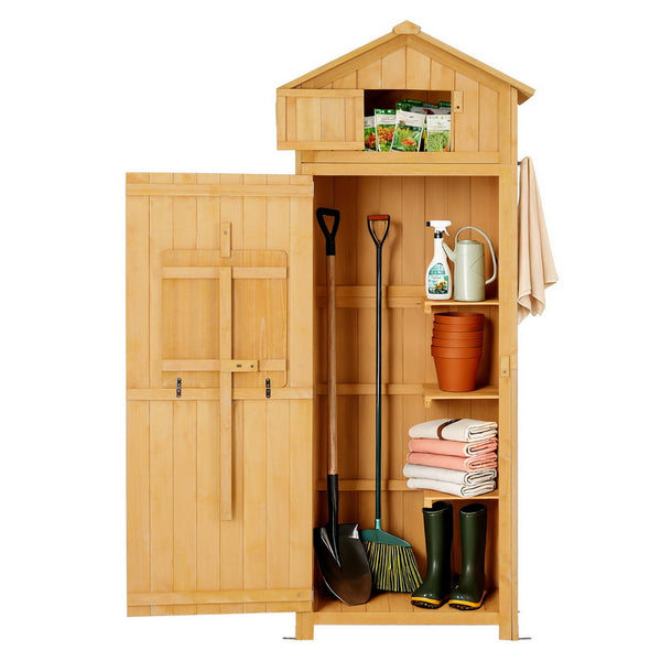 Gardeon Outdoor Storage Cabinet Cupboard Folding Table Tool Organizer Shed Adjustable Awezingly