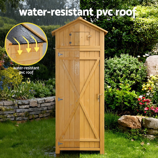 Gardeon Outdoor Storage Cabinet Cupboard Folding Table Tool Organizer Shed Adjustable Awezingly