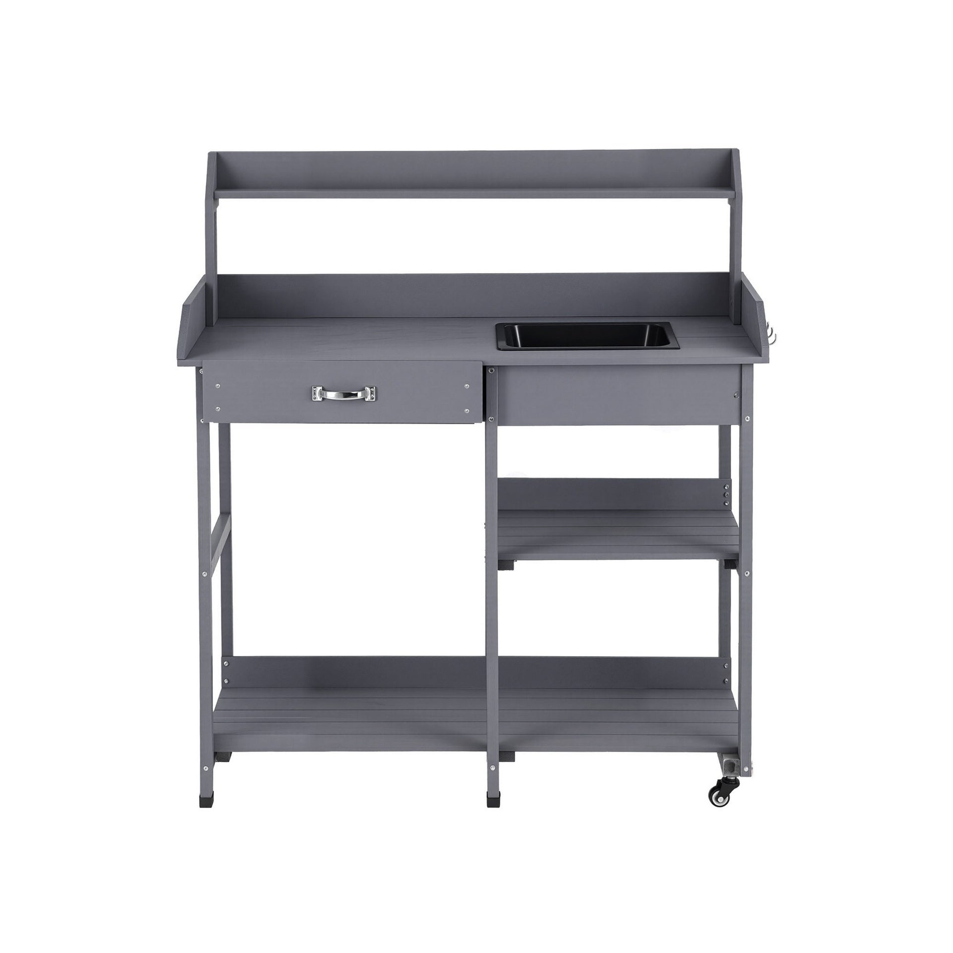 Gardeon Outdoor Potting Bench Table Storage Cabinet Potters Garden Workstation Grey Awezingly