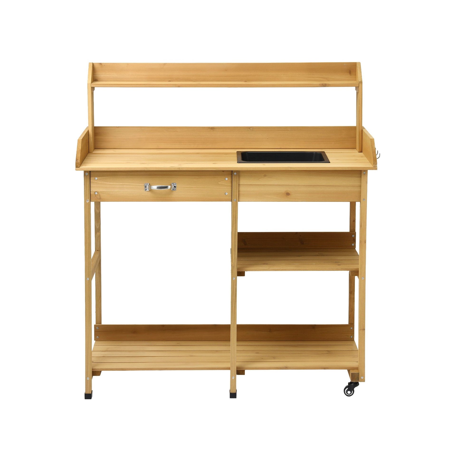 Gardeon Outdoor Potting Bench Table Storage Cabinet Potters Garden Workstation Natural Gardeon