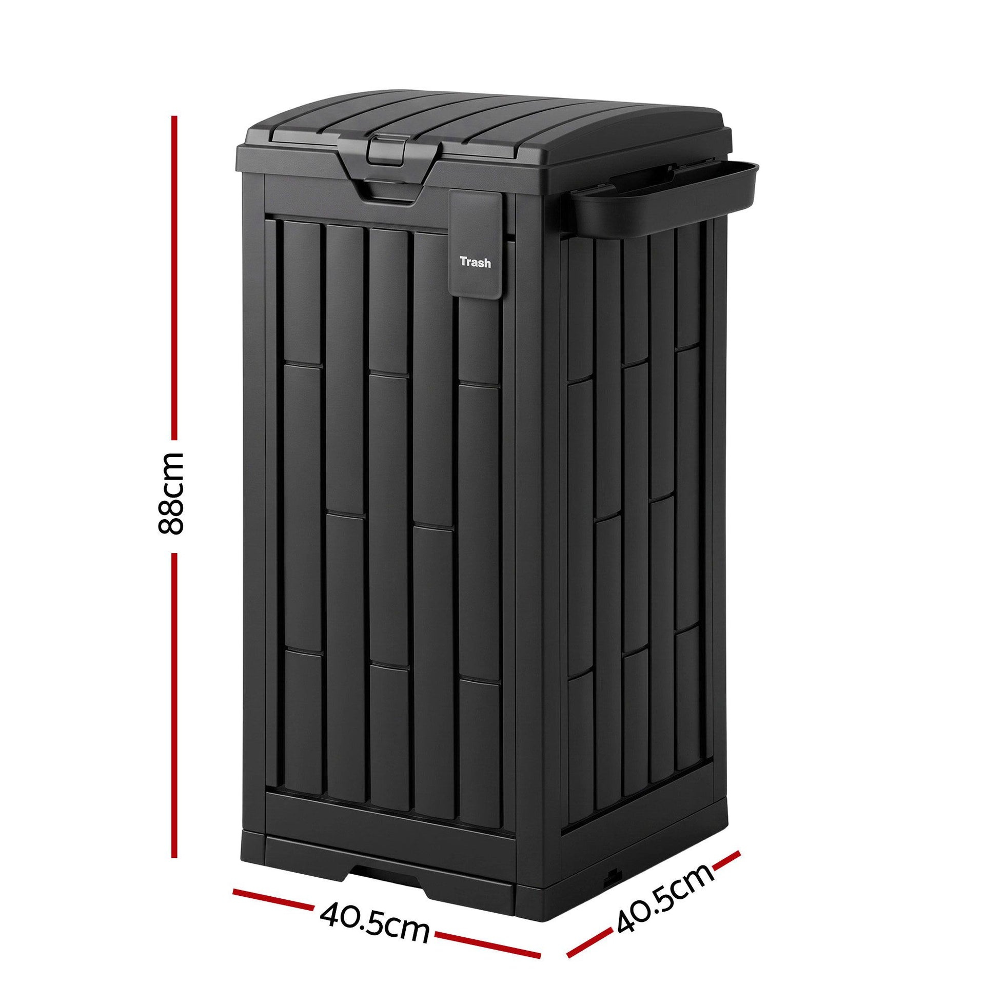 Gardeon Outdoor Trash Cans Polypropylene Patio Hideaway Bin 110L Black Gardeon