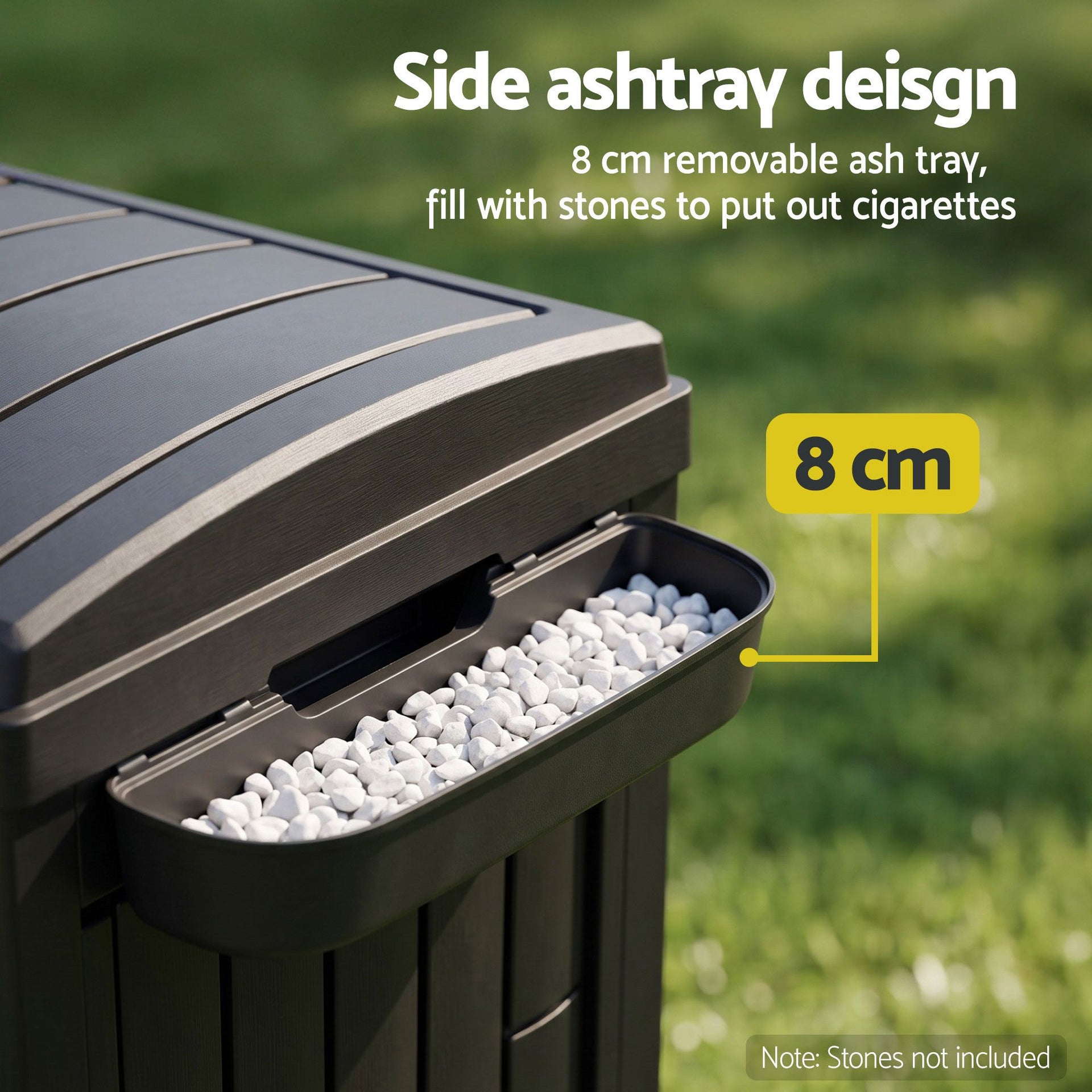 Gardeon Outdoor Trash Cans Polypropylene Patio Hideaway Bin 110L Black Gardeon