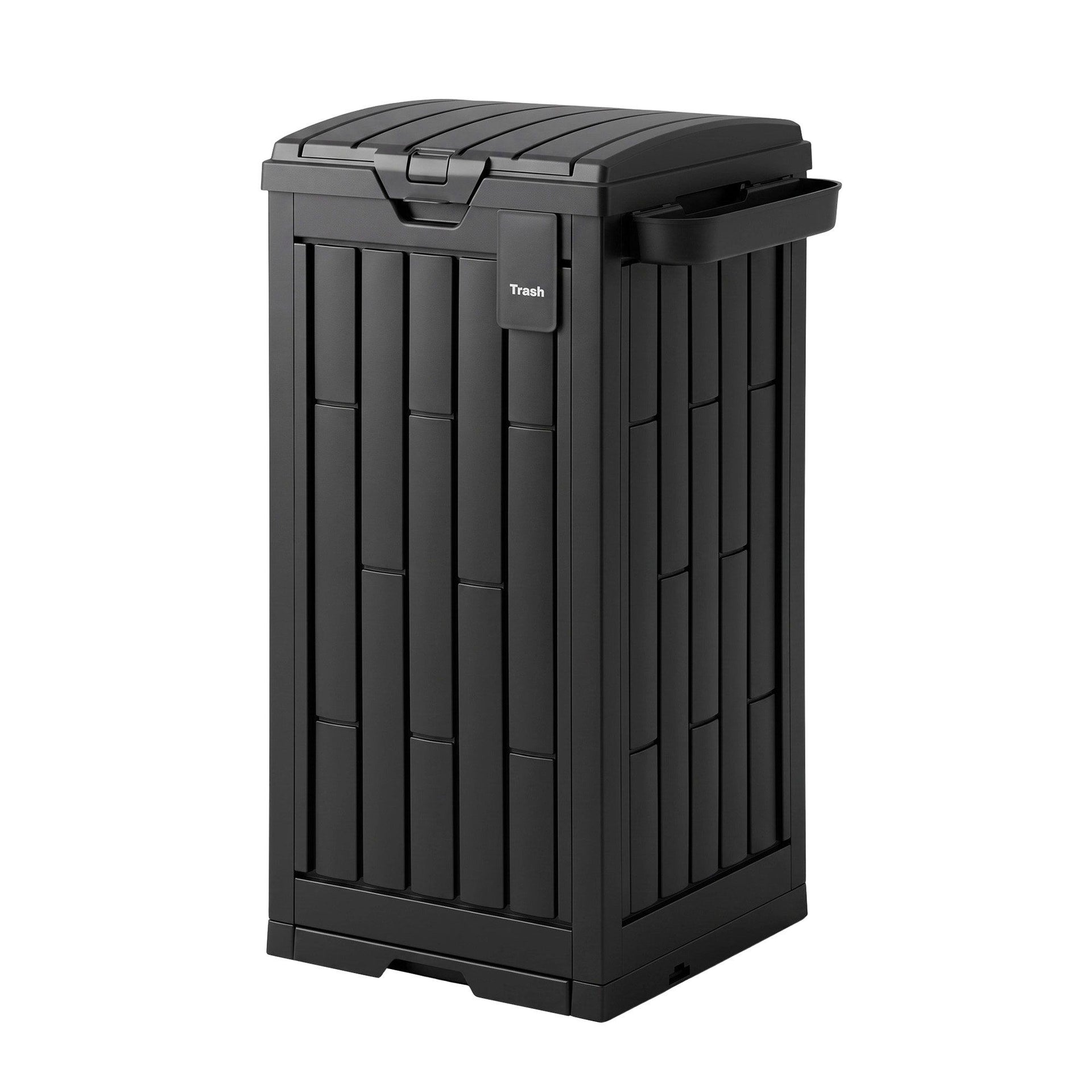 Gardeon Outdoor Trash Cans Polypropylene Patio Hideaway Bin 110L Black Gardeon