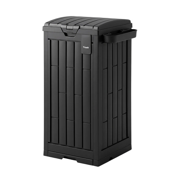 Gardeon Outdoor Trash Cans Polypropylene Patio Hideaway Bin 110L Black Gardeon