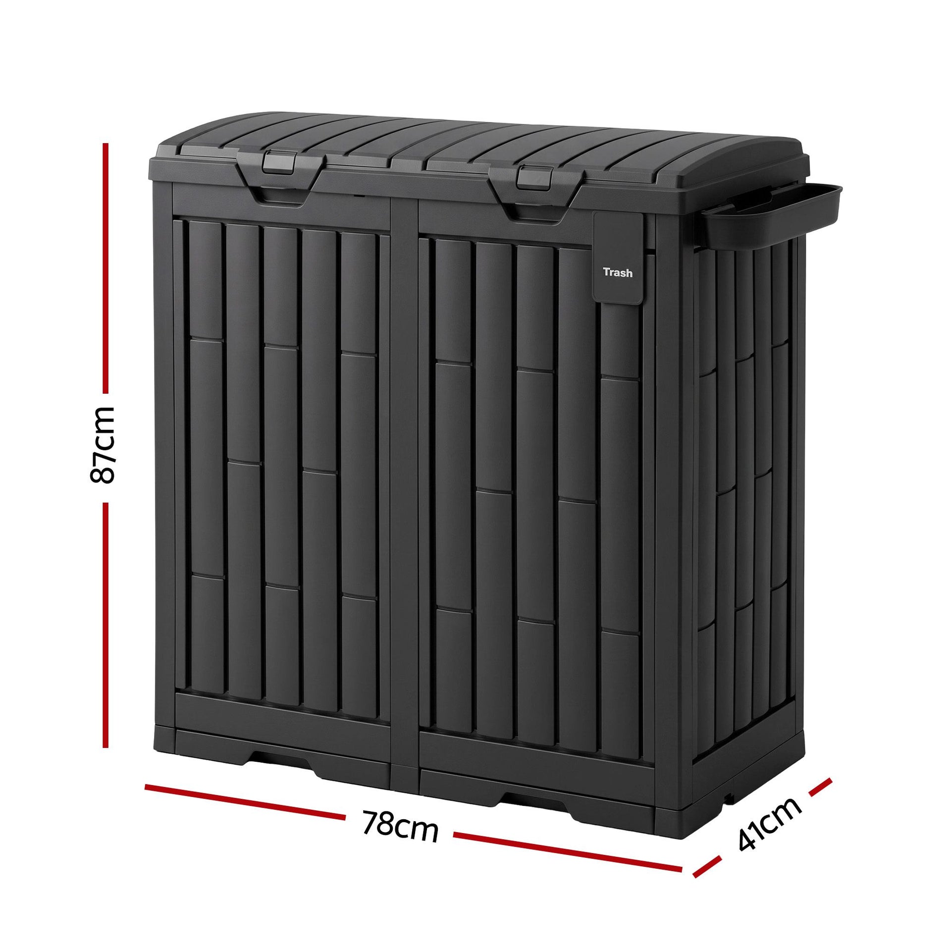 Gardeon Outdoor Trash Cans Dual Compartment Trash Can 220L Black Awezingly