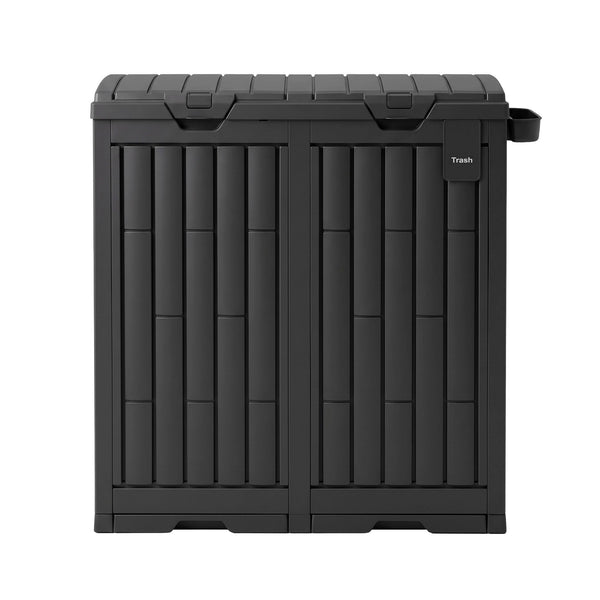 Gardeon Outdoor Trash Cans Dual Compartment Trash Can 220L Black Awezingly