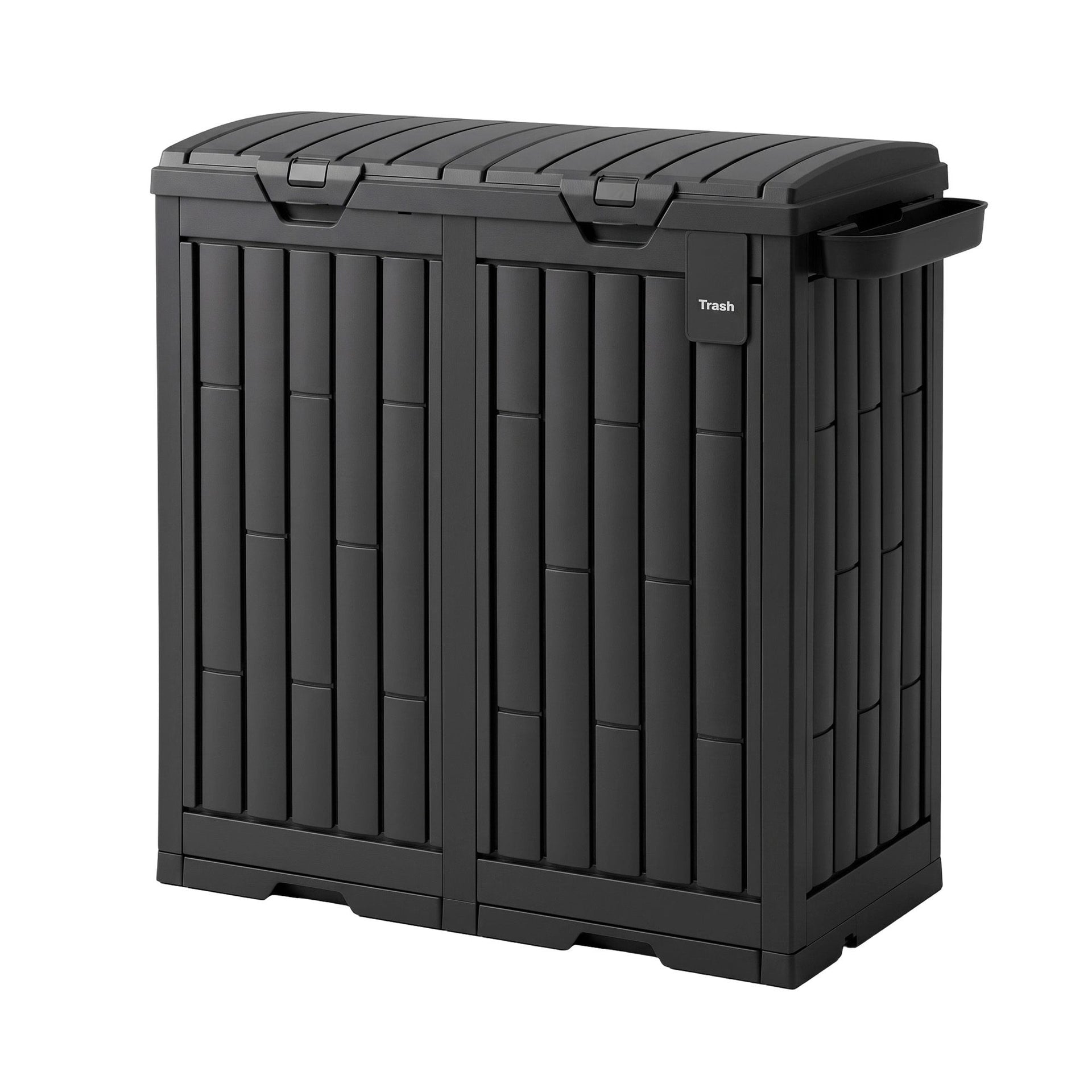 Gardeon Outdoor Trash Cans Dual Compartment Trash Can 220L Black Awezingly