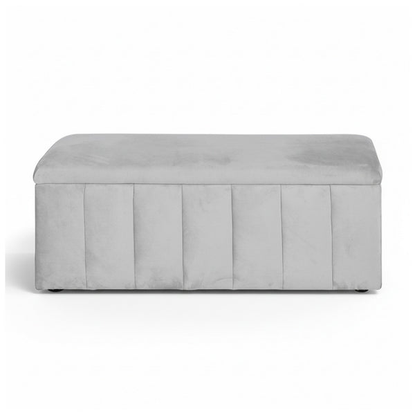 Artiss Storage Ottoman Blanket Box Velvet Grey 103cm Awezingly