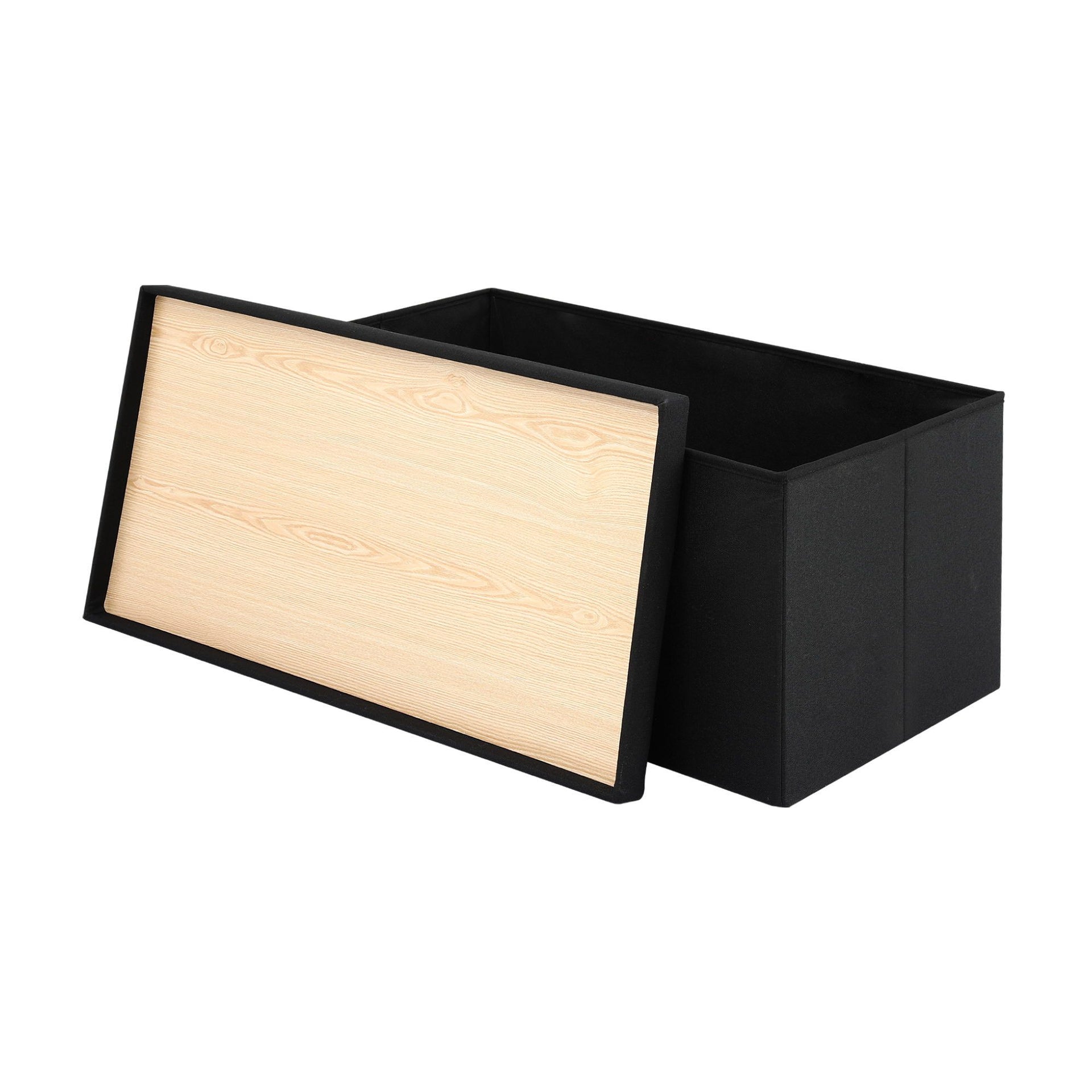 Artiss Storage Ottoman Bench Folding Blanket Box Toy Organiser Foot Stool Black Awezingly