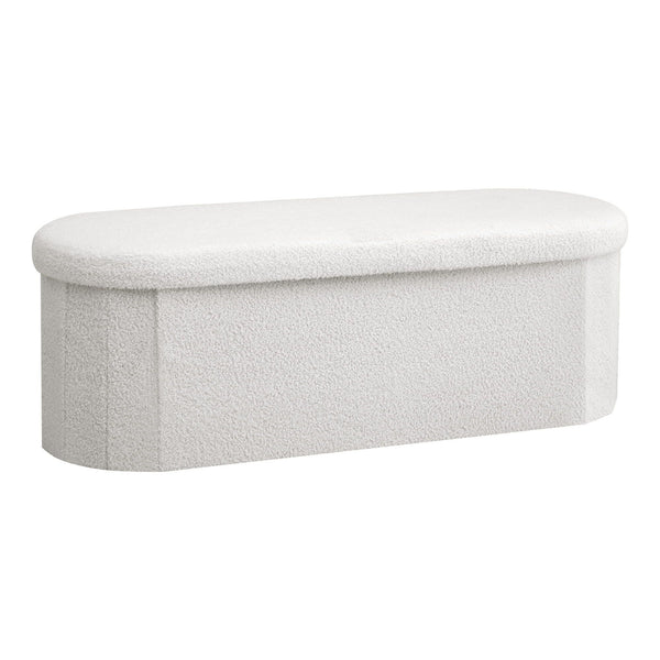 Artiss Storage Ottoman Foot Stool Rest Boucle Fabric Foldable White Awezingly