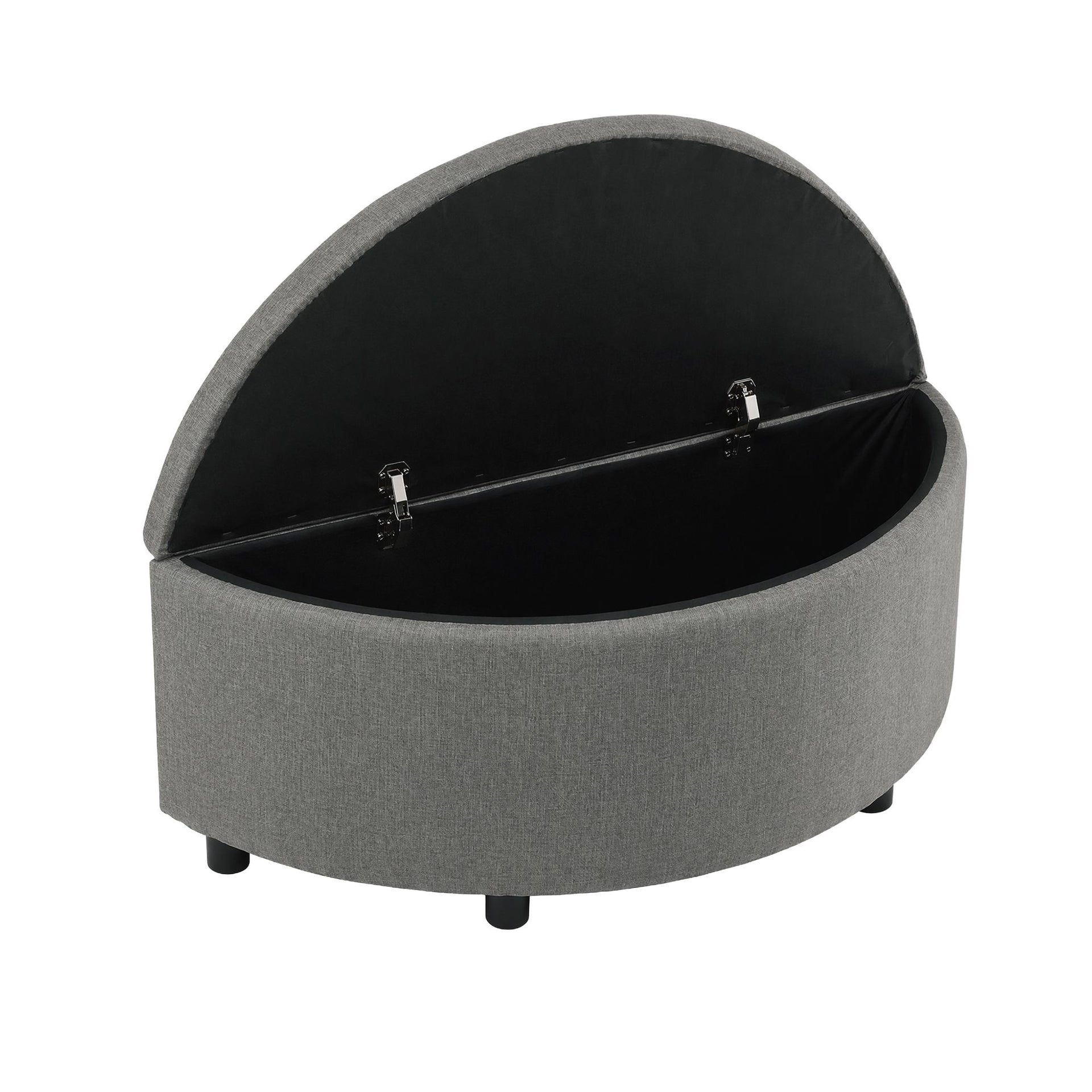 Artiss Storage Ottoman Bench Linen Fabric Tufted Half Round Footstool Grey Awezingly