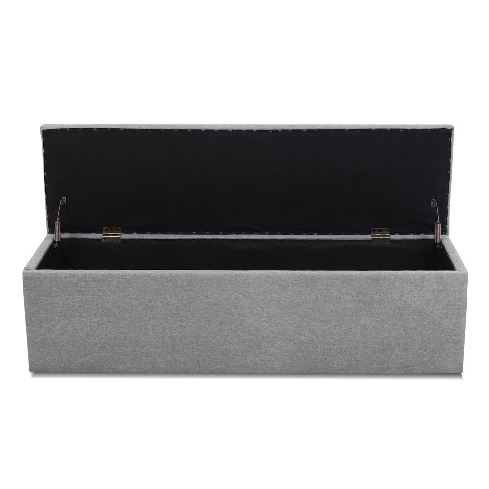 Artiss Storage Ottoman Blanket Box Grey LARGE Fabric Rest Chest Toy Foot Stool Artiss