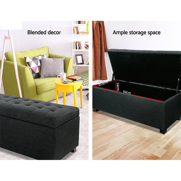 Artiss Premium Storage Ottoman - Charcoal Artiss