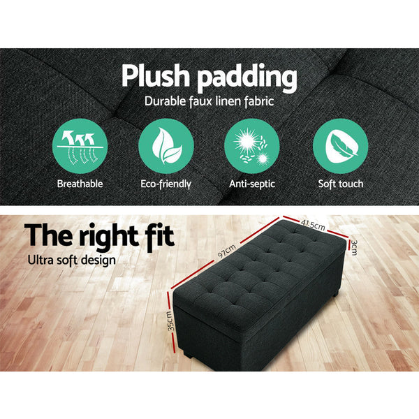 Artiss Premium Storage Ottoman - Charcoal Artiss