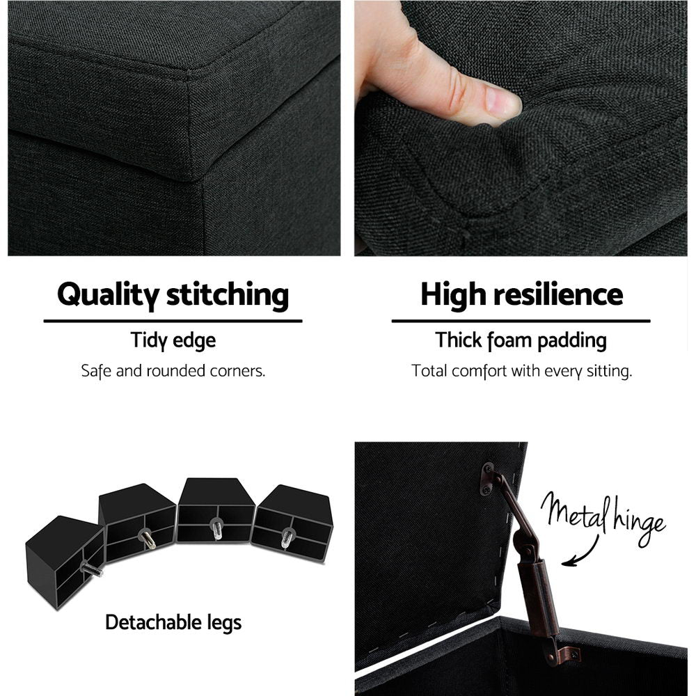 Artiss Premium Storage Ottoman - Charcoal Artiss