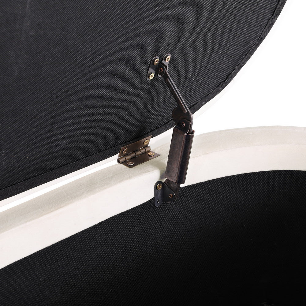 Artiss Storage Ottoman Blanket Box 87cm Velvet Oval White Artiss