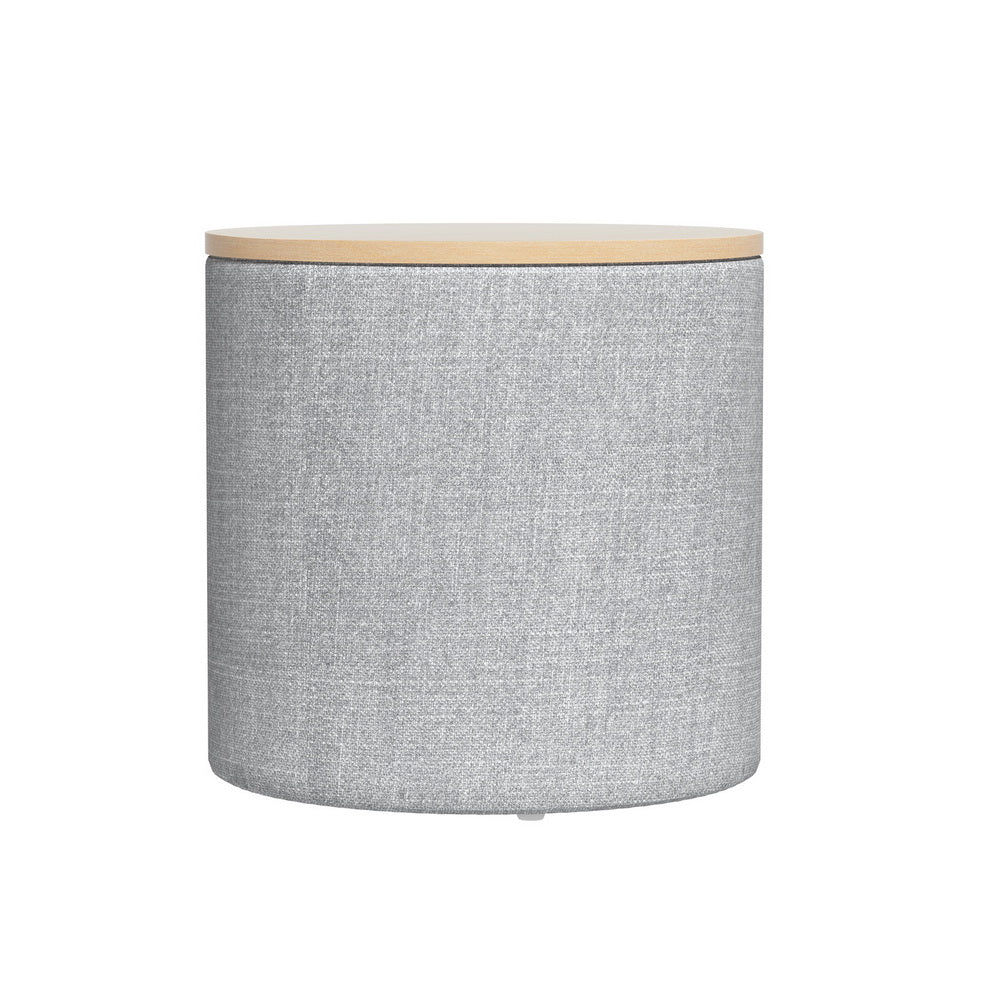 Artiss Storage Ottoman Blanket Box 40cm Linen Round Grey Artiss