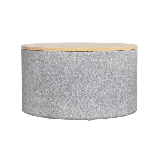 Artiss Storage Ottoman Blanket Box 60cm Linen Round Grey Artiss