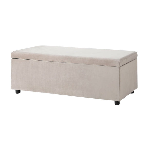 Artiss Storage Ottoman Blanket Box Table 97cm Velvet Taupe Artiss