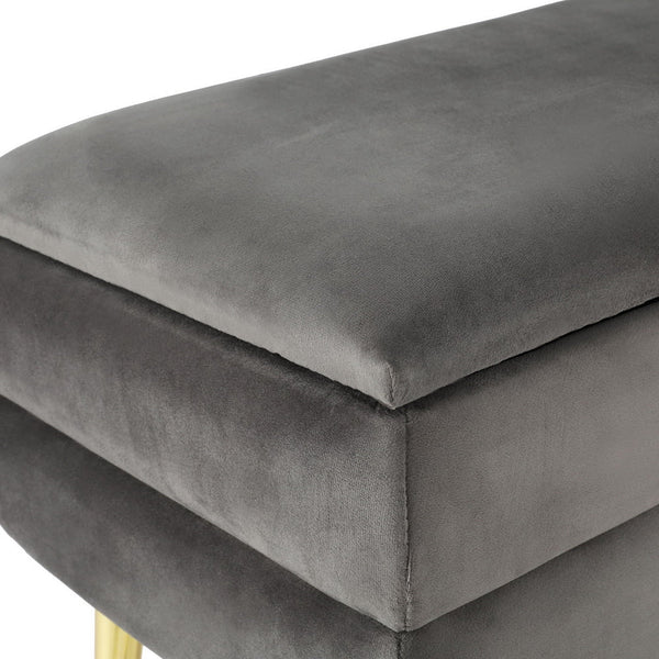 Artiss Ottoman Storage Foot Stool Velvet Grey Artiss