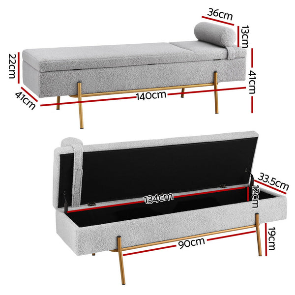 Artiss Storage Ottoman Bed 140cm Pillow Foot Stool Awezingly