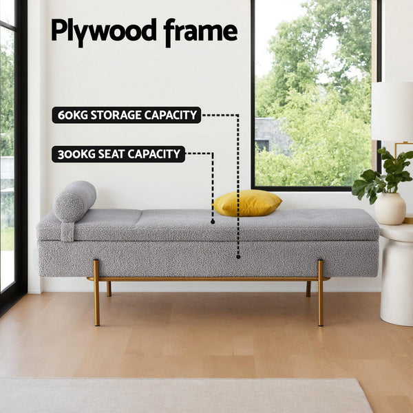 Artiss Storage Ottoman Bed 140cm Pillow Foot Stool Awezingly