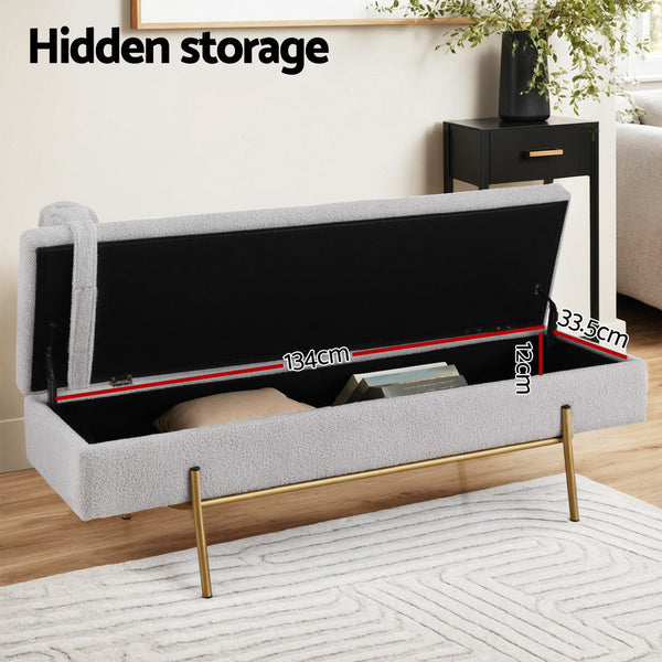 Artiss Storage Ottoman Bed 140cm Pillow Foot Stool Awezingly