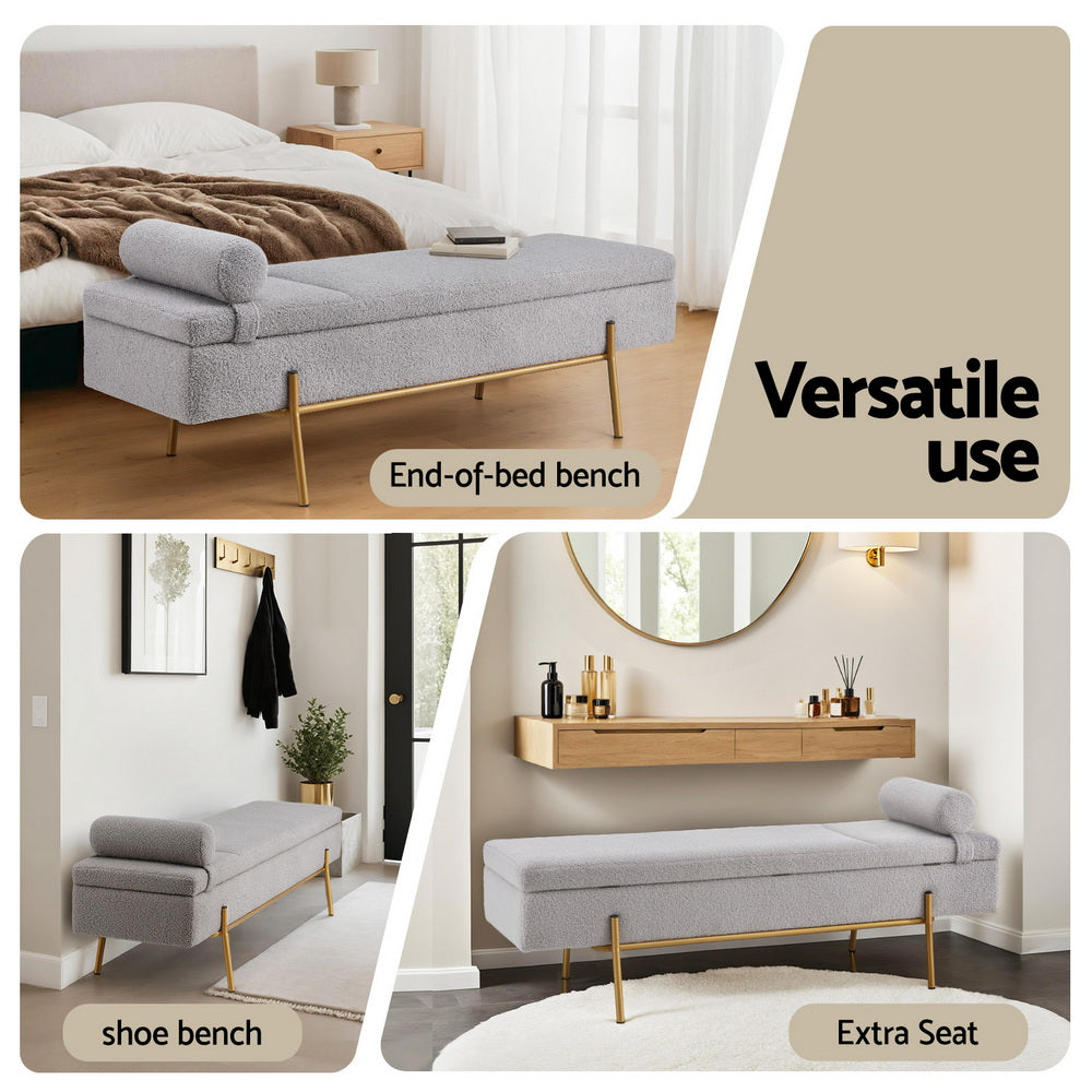 Artiss Storage Ottoman Bed 140cm Pillow Foot Stool Awezingly