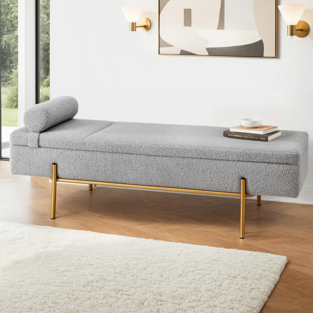 Artiss Storage Ottoman Bed 140cm Pillow Foot Stool Awezingly